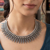 German Silver Layered Triangle Bead Necklace