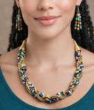 Metal and Seed Beads Beaded Necklace For Girls Multicolor
