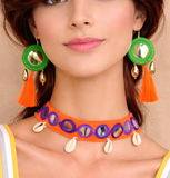 Multicolor Choker and Earrings Set