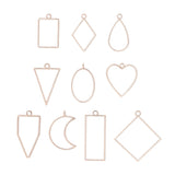 10 Pcs Alloy Open Back Bezel Pendants, for Epoxy Resin, Mixed Shapes, Rose Gold, 34~48x19~44mm