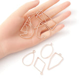 10 Pcs Alloy Open Back Bezel Pendants, for Epoxy Resin, Mixed Shapes, Rose Gold, 34~48x19~44mm