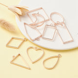 10 Pcs Alloy Open Back Bezel Pendants, for Epoxy Resin, Mixed Shapes, Rose Gold, 34~48x19~44mm