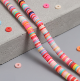 Multicolored Polymer Clay Fimo Ring Beads 1 String, 6mm