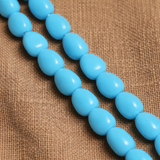 1 String 14X10mm Fire Polish Tumble Beads Sky Blue
