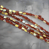 1 String Fire Polish Rainbow Glass Beads