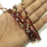 1 String Fire Polish Rainbow Glass Beads