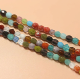 1 String Fire Polish Faceted Oval Glass Beads Multicolor 6x5mm