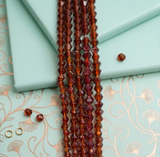 5 Strings Faceted Bicone Glass Beads Red 3mm