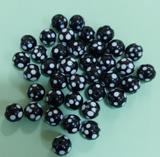 100 Pcs Glass Round Beads Black and White 9mm
