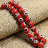 1 String, 10mm Glass Evil Eye Beads White