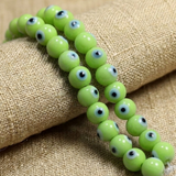 1 String, 10mm Glass Evil Eye Beads White