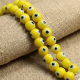 1 String, 10mm Glass Evil Eye Beads White
