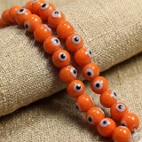1 String, 10mm Glass Evil Eye Beads White