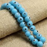 1 String, 10mm Glass Evil Eye Beads White