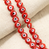 40+Pcs, 10mm Red Twisty Glass Evil Eye Beads