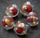50 Wedding Cake Round Beads Red 10mm