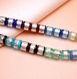 30 Silver Foil Sugar Barrel Beads Assorted 10mm