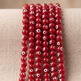 1 String 8mm Evil Eye Glass Round Beads