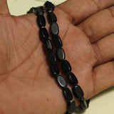 1 String 7X10mm Black Oval Glass Beads