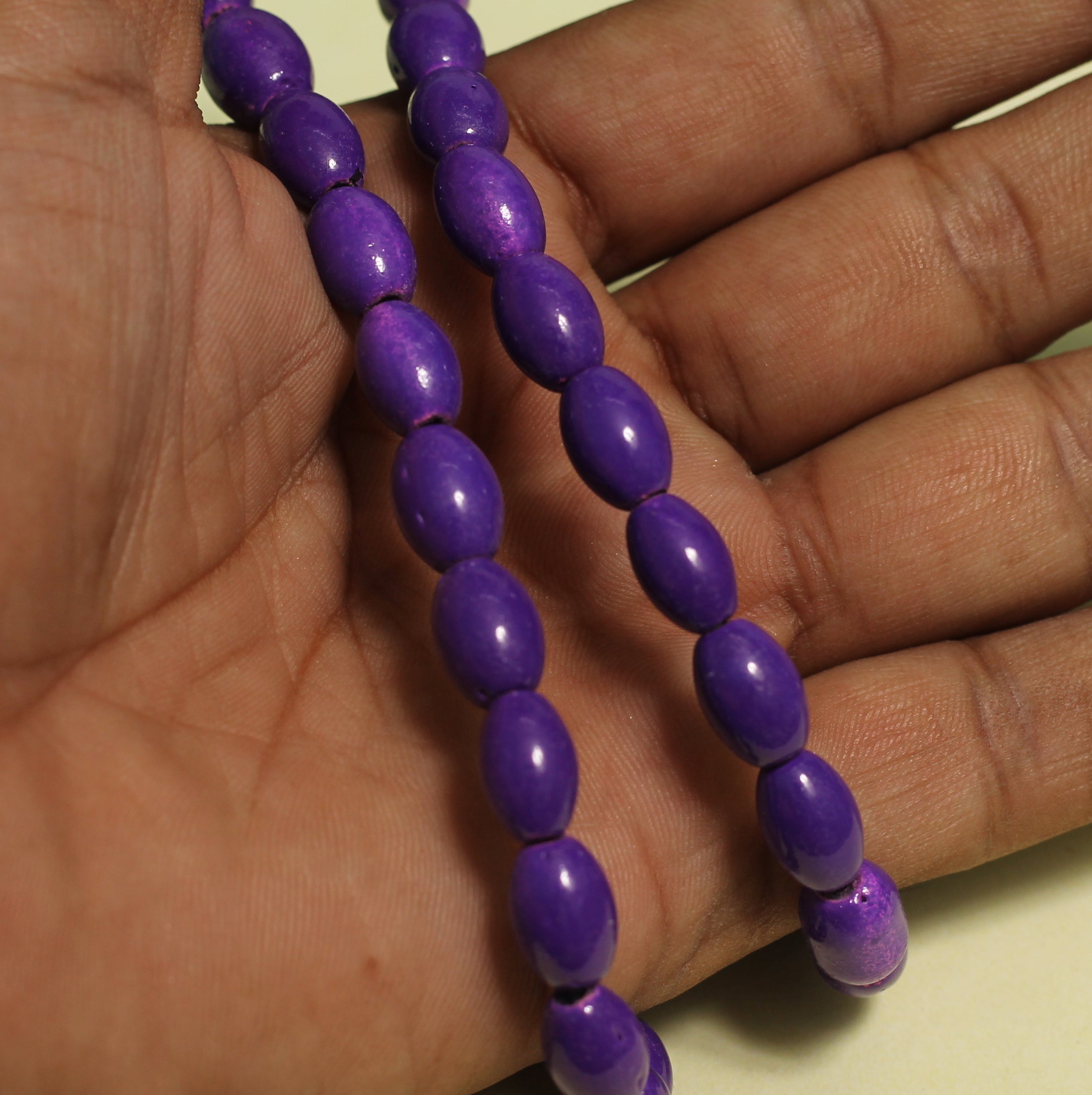 11*8 MM Oval Glass Beads purple