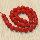 Crystal Faceted Round Beads Red