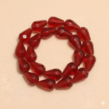 23+Pcs, 12x9mm Red Glass Faceted Crystal Drop Beads