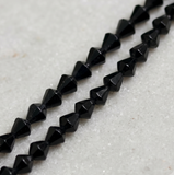 100+Pcs, 7x6mm Black Glass Faceted Crystal Cone Beads