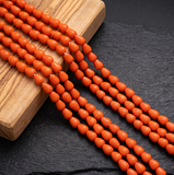 1 String 7x6mm Plain Drop Glass Beads Orange