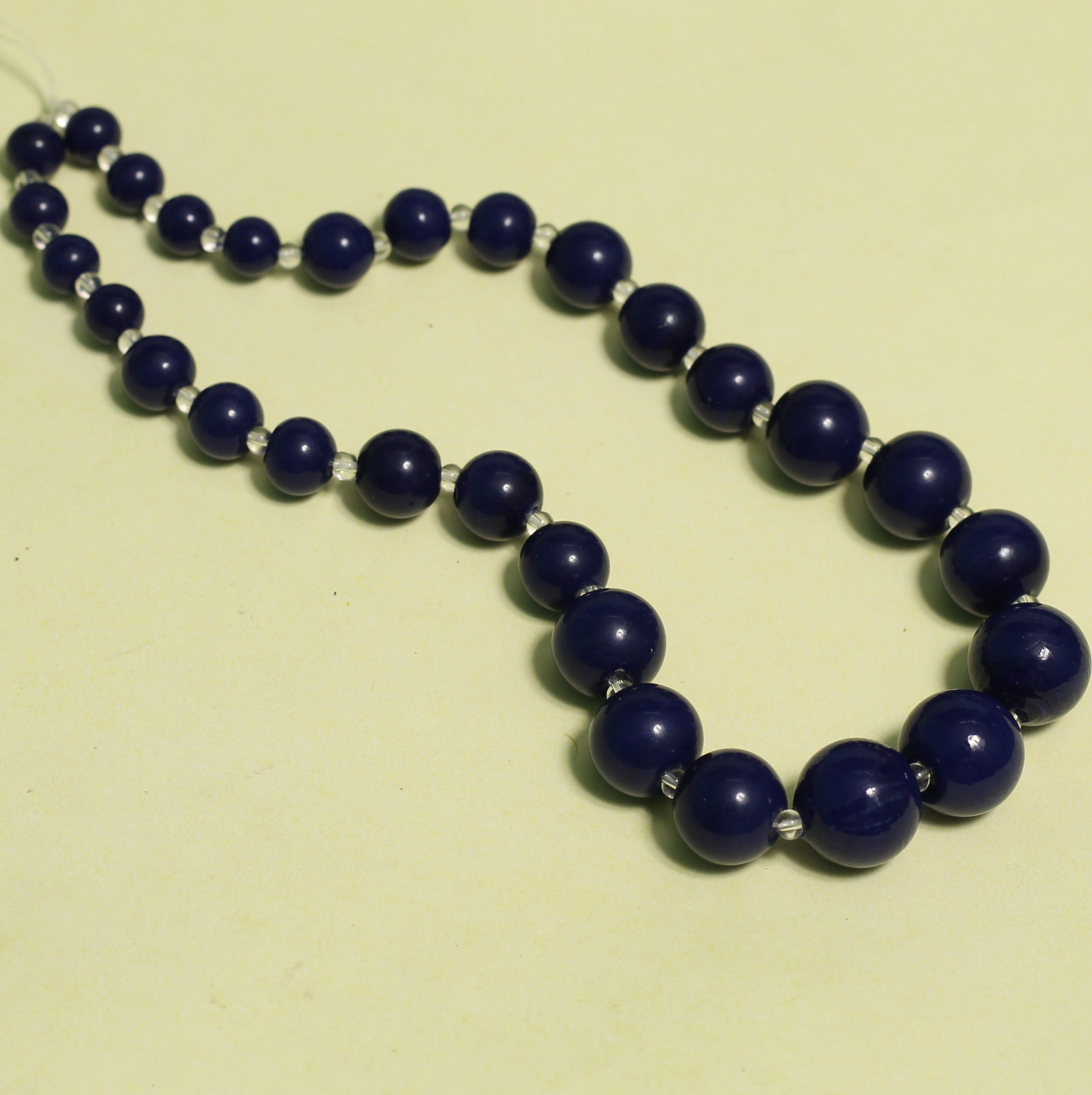 1 String Glass Round Beads Blue Multisize