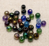 200 Glass Beads Round Assorted Rainbow 8 mm