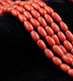 1 String Glass Drop Beads Luster Red 6x4 mm