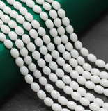 1 string Oval Beads Opaque White 7x6 mm
