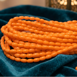 1 String Glass Oval Beads Opaque Orange 8x4 mm