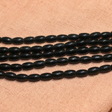 Glass Beads Oval Black 6x4 mm, Pack Of 1 String