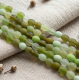 1 String 10x8mm Matte Finish Oval Glass Beads