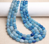 1 String 10x8mm Matte Finish Oval Glass Beads