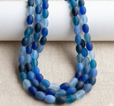 1 String 10x8mm Matte Finish Oval Glass Beads