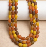 1 String 10x8mm Matte Finish Oval Glass Beads