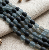 1 String 10x8mm Matte Finish Oval Glass Beads