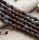 1 String 10x8mm Matte Finish Oval Glass Beads