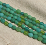 1 String 10x8mm Matte Finish Oval Glass Beads