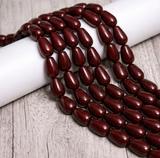 1 String 8x6mm Jaipuri Beads Dark Red Drop