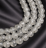 8mm 15 Inch Crackle Glass Beads Round Strings