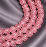 8mm 15 Inch Crackle Glass Beads Round Strings