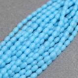 12 Strings 6x4mm Fire Polish Glass Beads Sky Blue