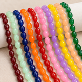 2 Strings 10x8mm Plain Glass Oval Beads