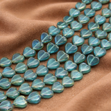 1 Strings 10mm Window Metallic Lining Heart Beads