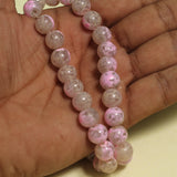 40+ Glass Round Beads pink 10 MM
