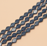 1 String 11X8mm Window Metallic Lining Flat Diamond Beads