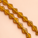 1 String 11X8mm Window Metallic Lining Flat Diamond Beads